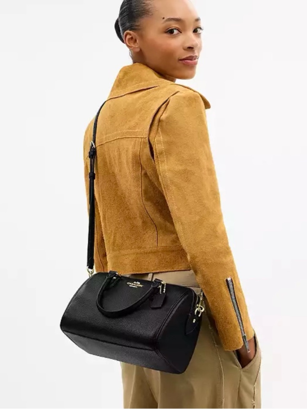 Coach Black Pebbled Leather Satchel with Gold Hardware - Picture 6 of 13